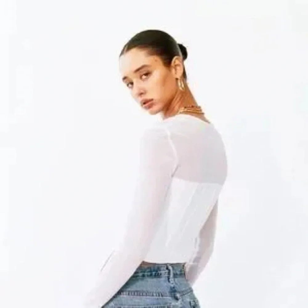 White With Jean Mesh Bustier top - Picture 2 of 7